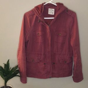 LA Hearts Crimson Pocketed Jacket with Hood